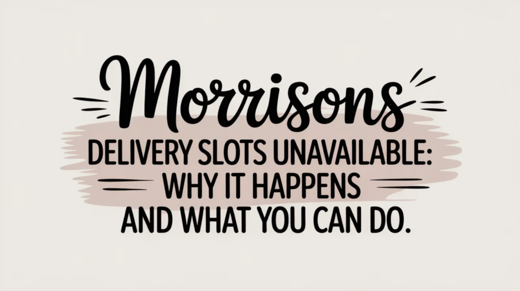 Morrisons Delivery Slots Unavailable: Why It Happens and What You Can Do